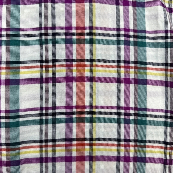 TALBOT'S Poppy Plaid Classic 100% Cotton Shirt Size Large - Picture 2 of 3